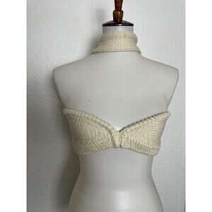 Ruve Top Women Sz S‎ Bra  Pullover Knit Stretch Halter Vija Tan FLAW NWT